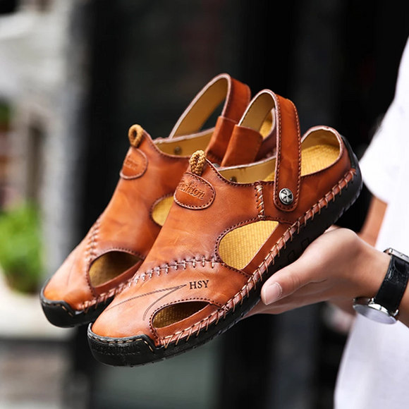 Zicowa Men Shoes - Men Leather Classic Roman Sandals