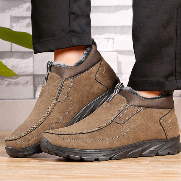 2019 Men's Large Size Suede Comfy Warm Plush Lining Ankle Boots