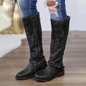 Women Side Zipper Cowboy Knee High Boots
