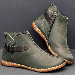 2019 Autumn Women Vintage Comfortable Leather Ankle Buckle Boots