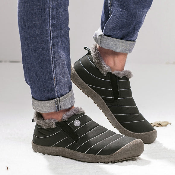 Zicowa Men Shoes - Winter Comfortable Men Shoes Solid Slip On Outdoor Sneakers