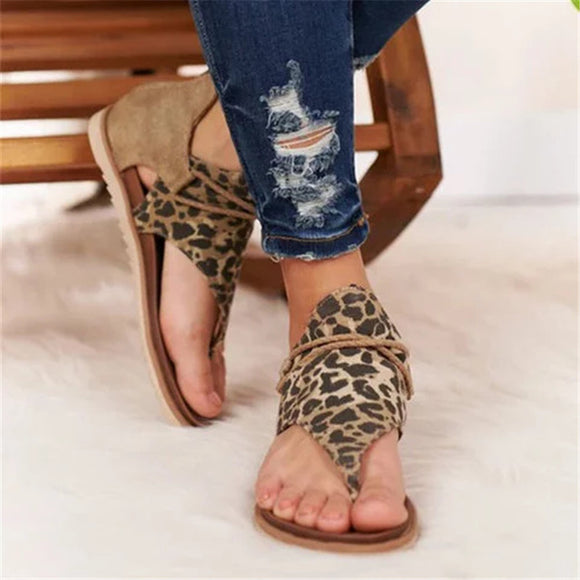 Zicowa 2020 Women New Fashion Leapard Retro Casual Flat Sandals