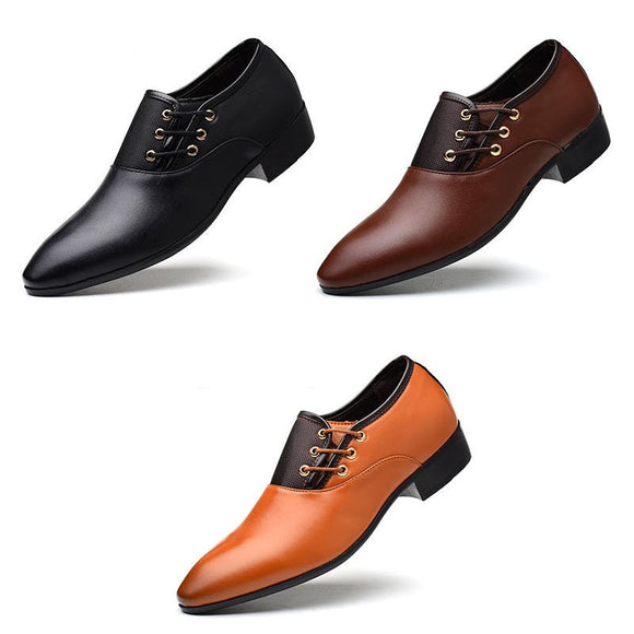 Zicowa Men Shoes - Formal Casual Flat Pointed Toe Lace-Up Shoes