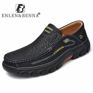Zicowa Men Shoes - Fashion Handmade Leather Flats Slip on Sneakers