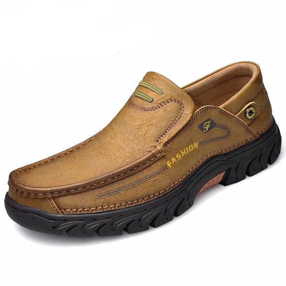 Zicowa Men Shoes - Fashion Handmade Leather Flats Slip on Sneakers