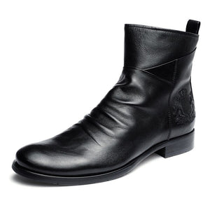 Zicowa Men Shoes - Male Leather Casual Ankle Boots