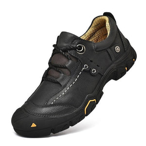 Zicowa Men Shoes - Leather Non-slip Male Flats Lace-up Casual Shoes