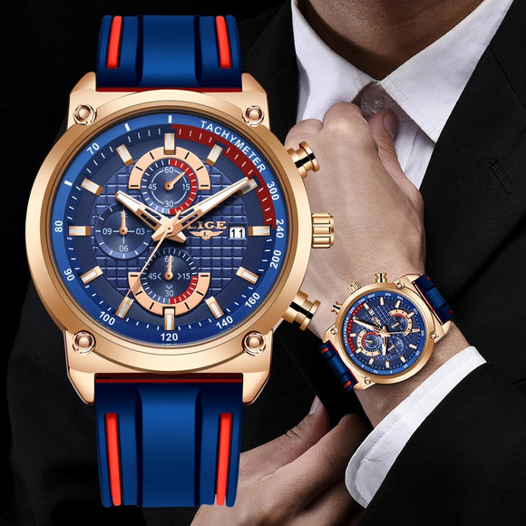 Luxury Dial Clock Male Waterproof Quartz Gold Watch