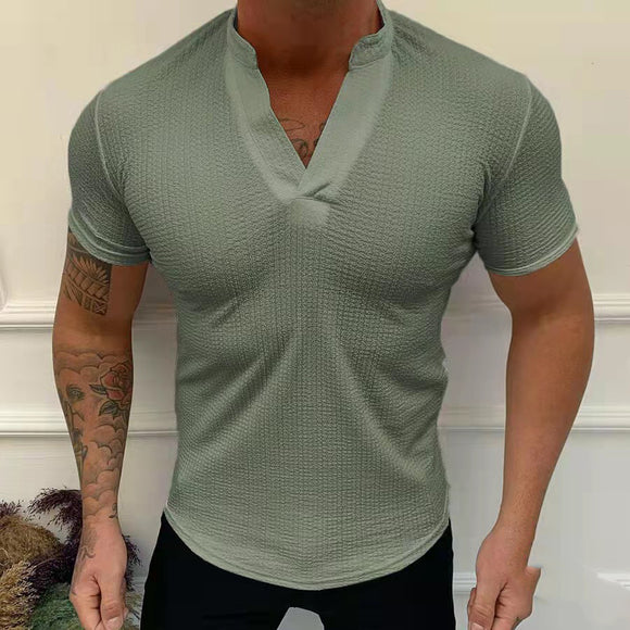 2022 Summer Fashion T-Shirt Solid V-Neck Pullover Tops