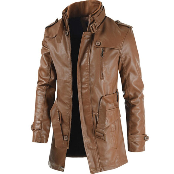 2022 Men's Mid-Length Leather Jacket