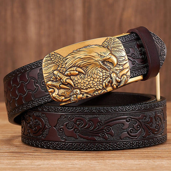 Eagle Alloy Automatic Buckle Cowskin Leather Belt