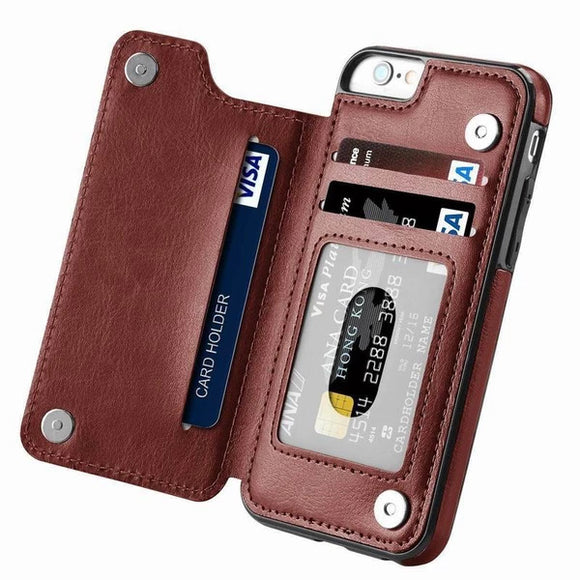 Retro Leather Wallet Shockproof Armor Case For iPhone X XR XS Max 7 8 6 6S Plus