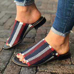 2019 Women's Summer Stripes Low Heels Casual Slippers(Buy 2 Get extra 5% OFF,Buy 3 Get extra 10% OFF)