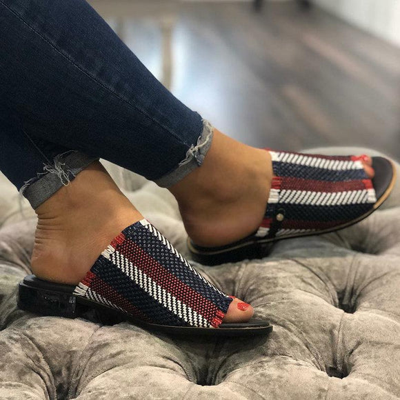 Slippers - 2019 Women's Summer Stripes Low Heels Casual Slippers(Buy 2 Get extra 5% OFF,Buy 3 Get extra 10% OFF)