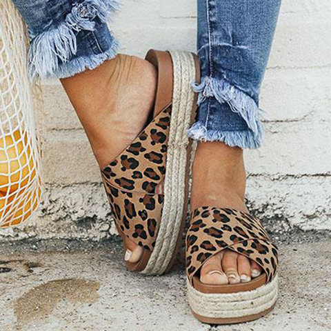 2019 New Fashion Women Summer Leopard Platform Slip-On Sandals Slippers(Buy 2 Get extra 5% off,Buy 3 Get Extra 10% off)