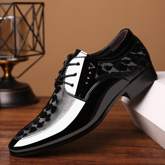 Shoes - 2019 Men's Leather Pointed Toe Lace Up Business Shoes