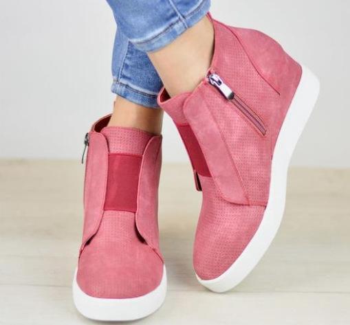 2019 New arrival Women Wedges Suede Inner Height Zipper Boots Shoes