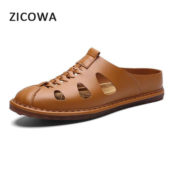 2019 New Quality leather Non-slip Men Beach Sandals