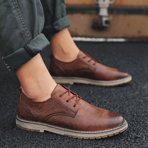 2019 Men Leather Retro Warm Non Slip Lace up Shoes