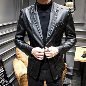 Autumn Faux Leather Suit Jackets