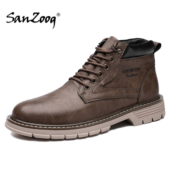 Zicowa Men Shoes -  Autumn Winter Microfiber Leather Men Ankle Boots