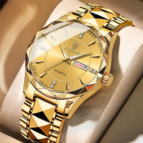 Men Luxury Waterproof Stainless Steel Golden Male Wristwatches