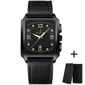 Luxury Original Stainless Steel Waterproof Square Male Wristwatches