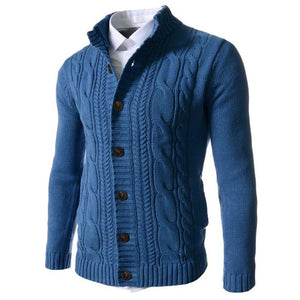 Men Elastic Button Placket Knitted Sweater