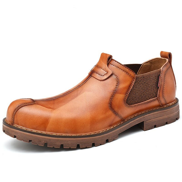Split Leather Waterproof Men Driving Shoes
