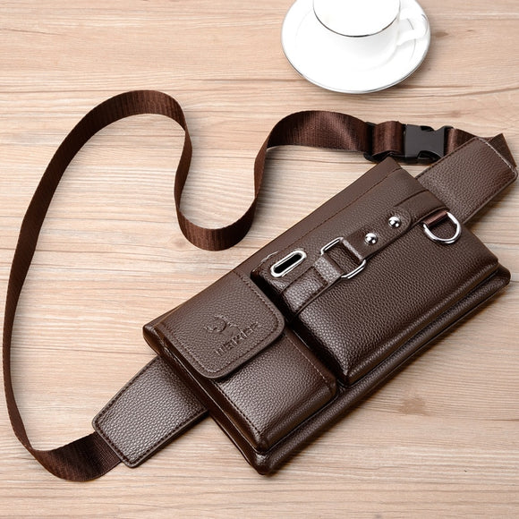 Leather Male Fanny Pack Male Shoulder Chest Bags
