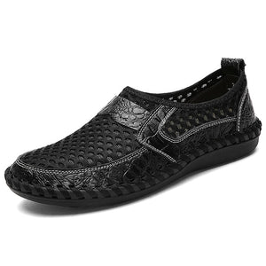 Breathable Mesh Cloth Handmade Male Driving shoes