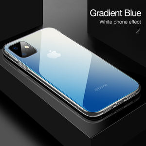 Luxury Soft Edge + Glass Back Gradient Case For iPhone 11 Pro Max X XR XS Max 7 8 Plus