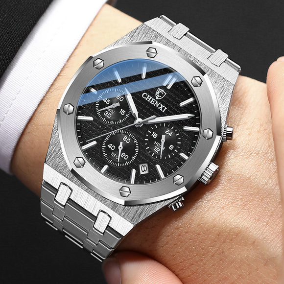 Luxury Men Stainless Steel Waterproof Wristwatch