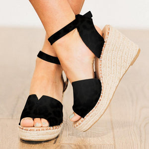 2019 Fashion Summer Women Peep Toe Espadrille Platform Wedges Ankle Strap Sandals