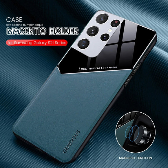 Magnetic Holder Leather Case For Samsung Galaxy