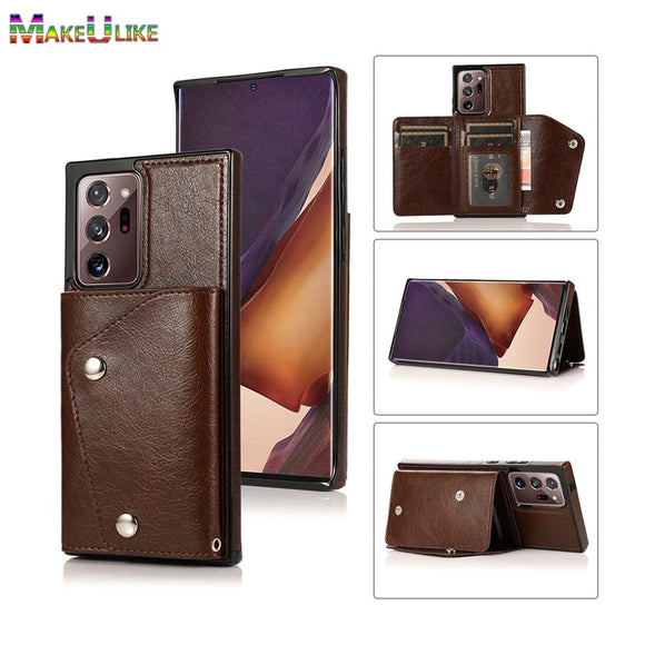 Zicowa Phone Case - Leather Card Holder Strap Case For Samsung Galaxy Note 20 Series