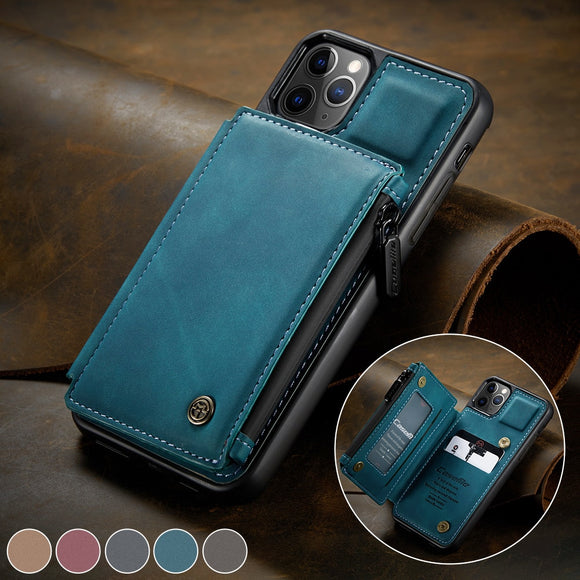 Zicowa Phone Case - Leather Card Slots Wallet Back Case For iPhone