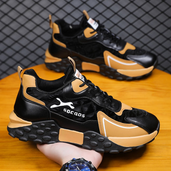 Men Leather Down Upper Height Increased Platform Shoes