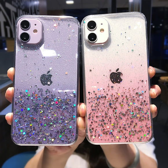 Zicowa Phone Case - 2020 Cute Gradient Rainbow Sequins Glitter Phone Case For iPhone 12 Series