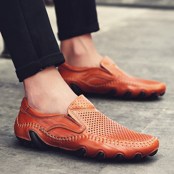 Men Leather Walking Driving Office Business Dress Footwear