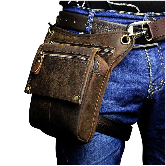Leather men Multi-function Small Messenger Bag
