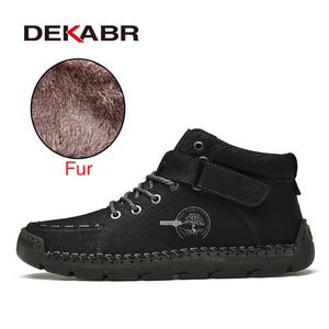 Genuine Leather Men Comfortable Platform Walking Boots