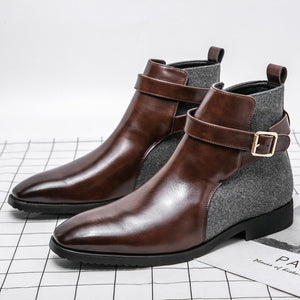 Men Pointed Buckle Chelsea Boots
