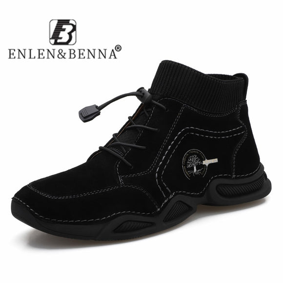Zicowa Men Shoes - Men Casual Slip on Waterproof Lightweight Leather Boots