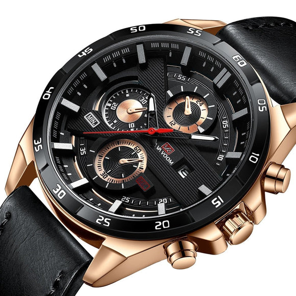 Luxury Sport Reloj Hombre Casual Leather Wrist Watch