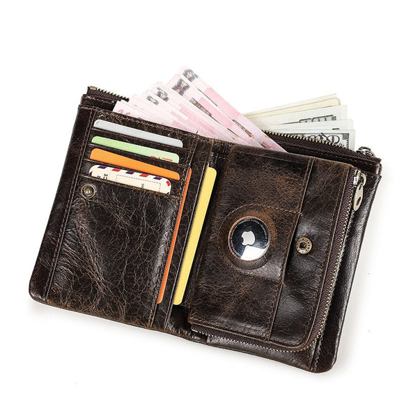 Genuine Leather Bifold Wallet Men RFID Card Holder