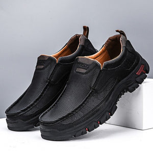 Zicowa Men Shoes - Genuine Leather Outdoor Comfortable Walking Sneakers