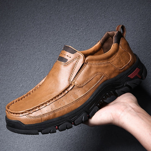 Zicowa Men Shoes - Genuine Leather Outdoor Comfortable Walking Sneakers