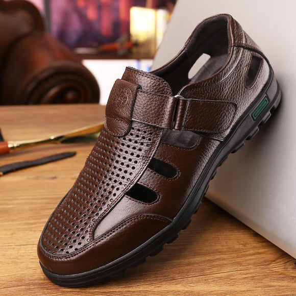 Zicowa Genuine Leather Summer Mens Casual Loafers Shoes