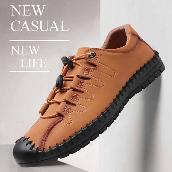 Zicowa Men Shoes - Hand Stitching Mens Casual Leather Shoes
